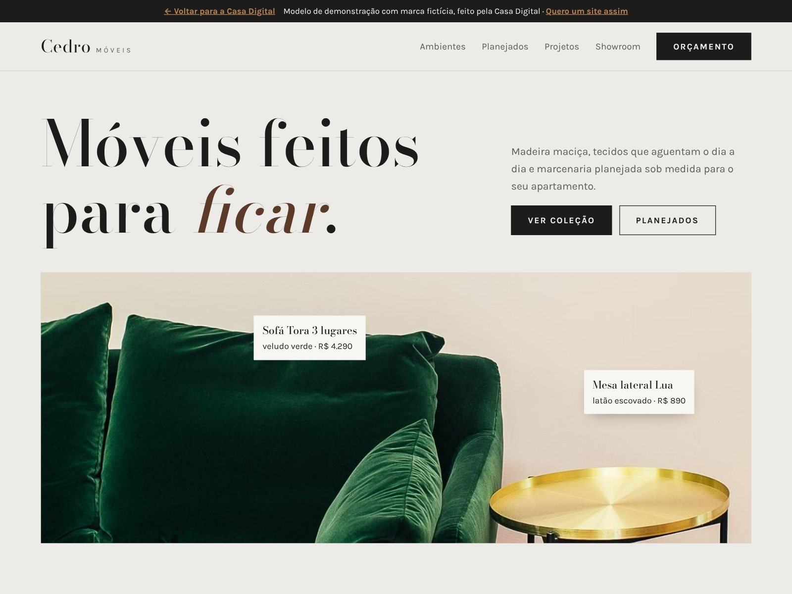 Tela do site Cedro Móveis
