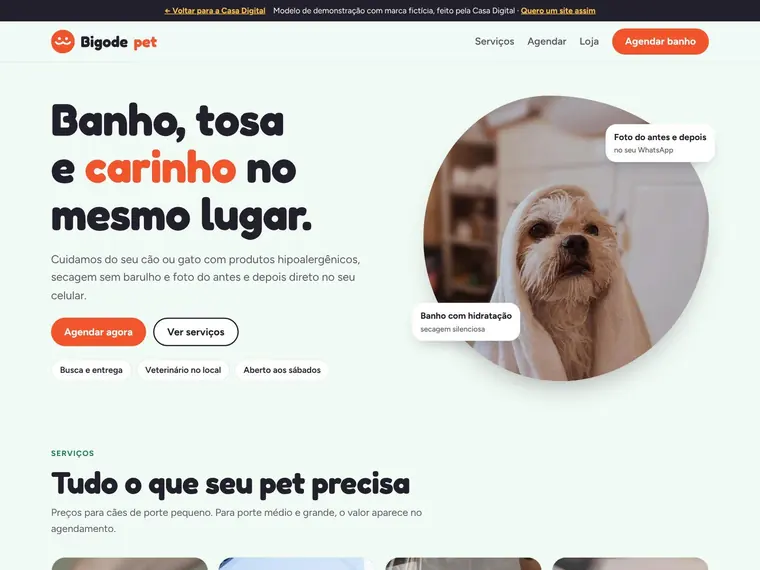 Tela do site Bigode Pet
