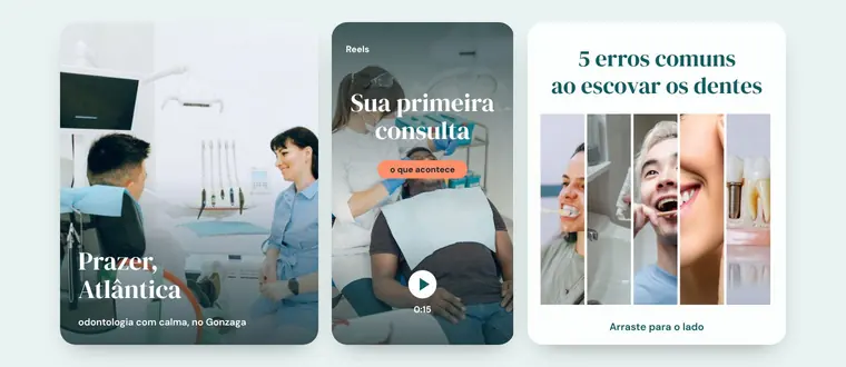 Três peças do perfil de exemplo Atlântica Odontologia